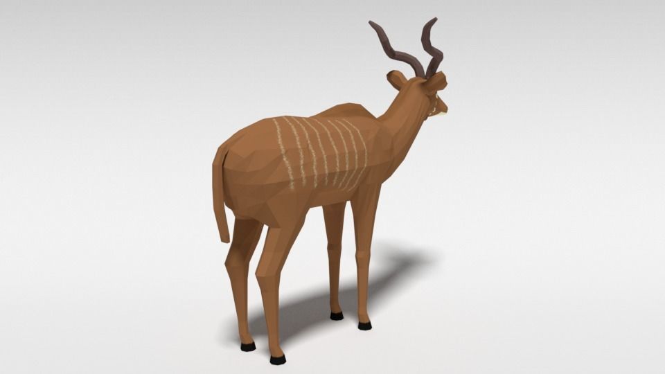 Low Poly Cartoon Greater Kudu Antelope Low-poly 3D model_4
