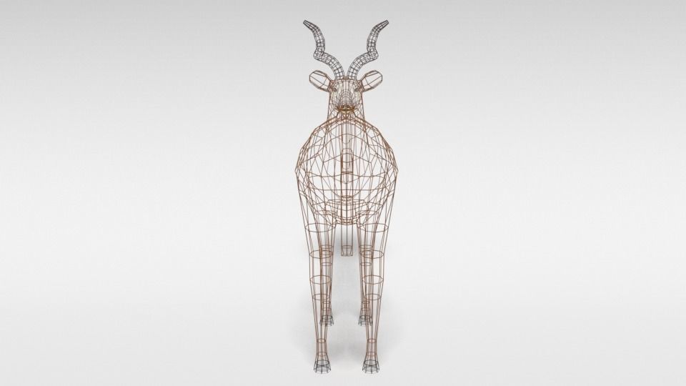 Low Poly Cartoon Greater Kudu Antelope Low-poly 3D model_12