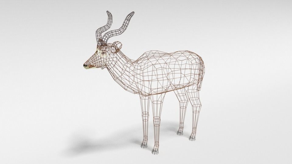 Low Poly Cartoon Greater Kudu Antelope Low-poly 3D model_9