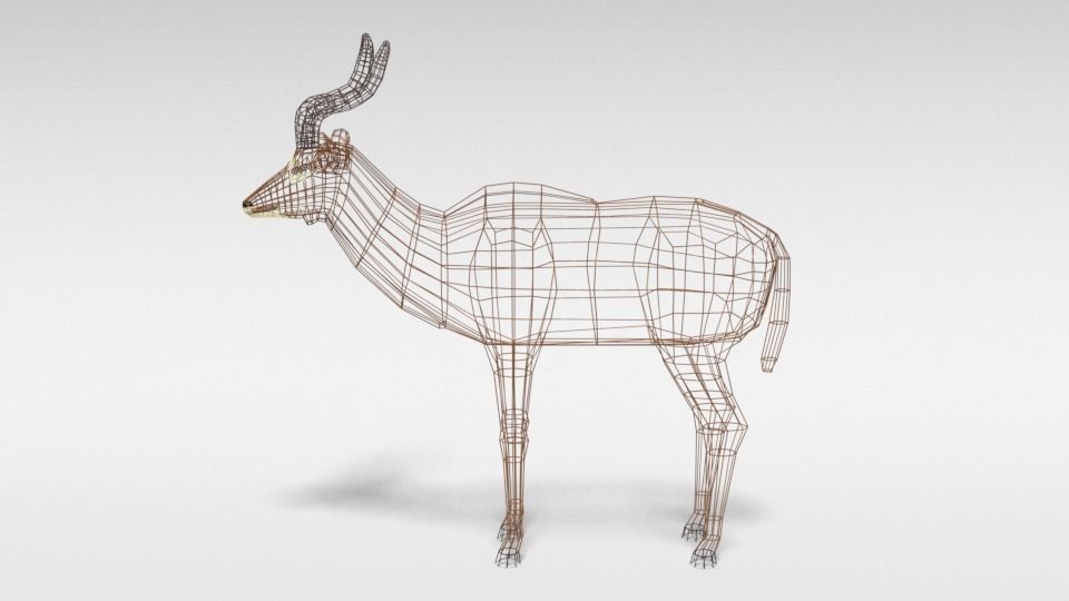 Low Poly Cartoon Greater Kudu Antelope Low-poly 3D model_10