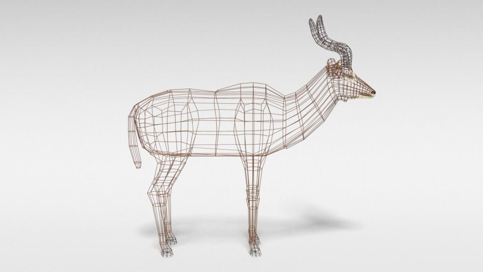 Low Poly Cartoon Greater Kudu Antelope Low-poly 3D model_14