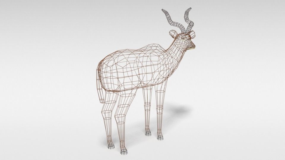 Low Poly Cartoon Greater Kudu Antelope Low-poly 3D model_13