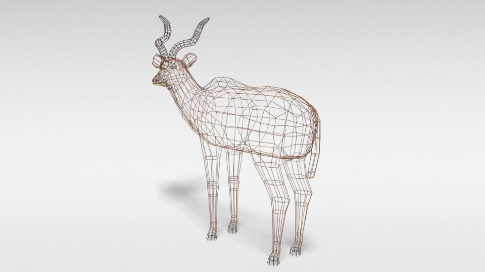 Low Poly Cartoon Greater Kudu Antelope Low-poly 3D model_11
