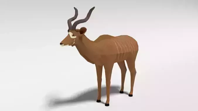 Low Poly Cartoon Greater Kudu Antelope