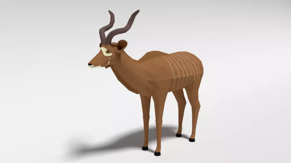 Low Poly Cartoon Greater Kudu Antelope Low-poly 3D model_0