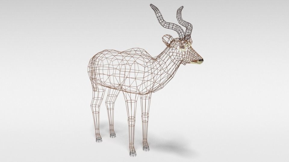 Low Poly Cartoon Greater Kudu Antelope Low-poly 3D model_15