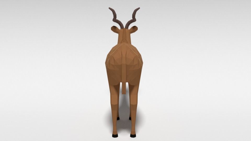 Low Poly Cartoon Greater Kudu Antelope Low-poly 3D model_3