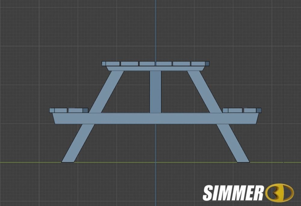Weathered Wooden Picnic Table Low-poly 3D model_5