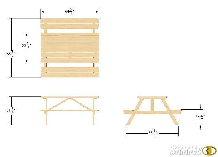 Weathered Wooden Picnic Table Low-poly 3D model_2