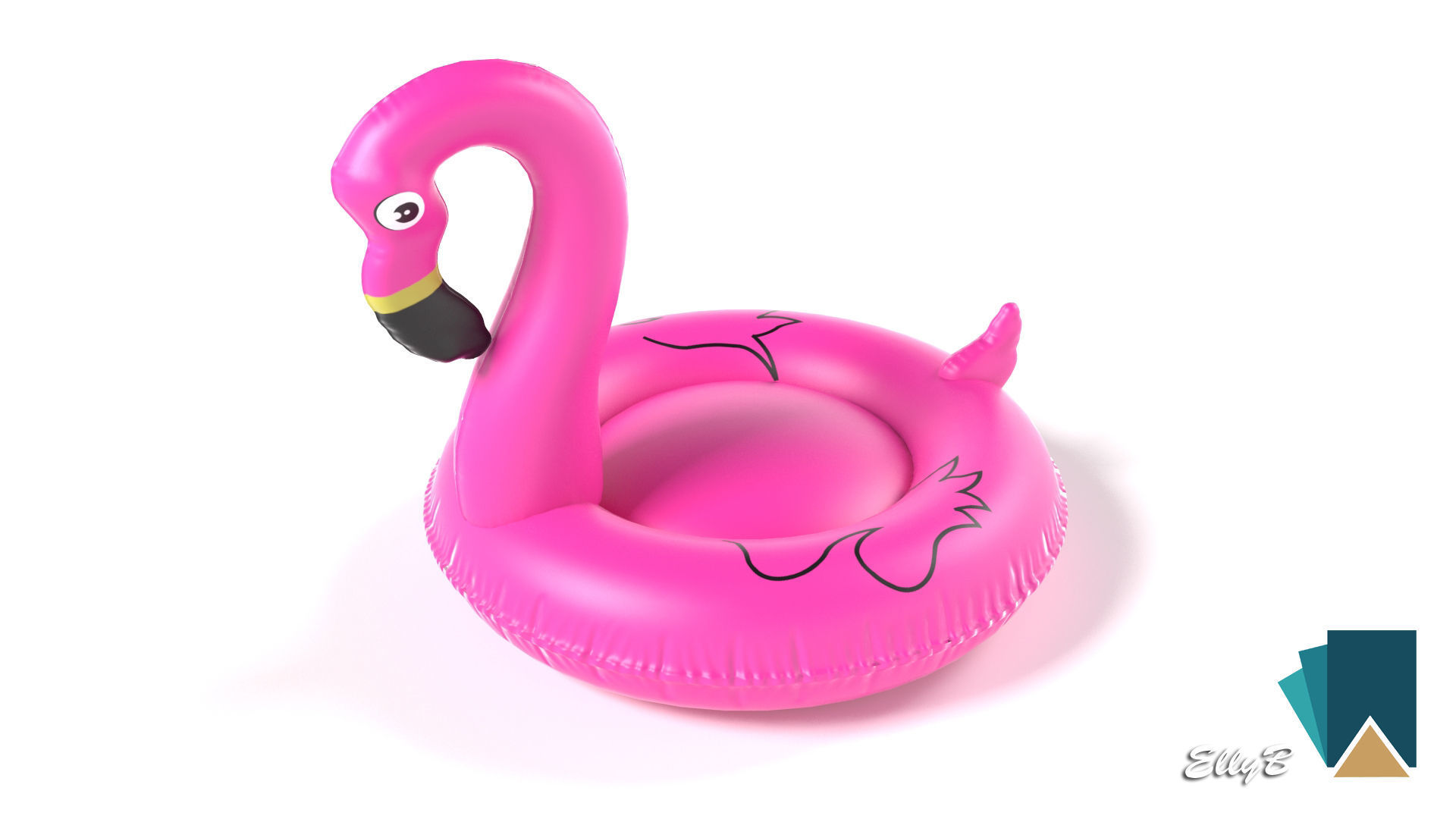 Pink Flamingo Low-poly 3D model_1