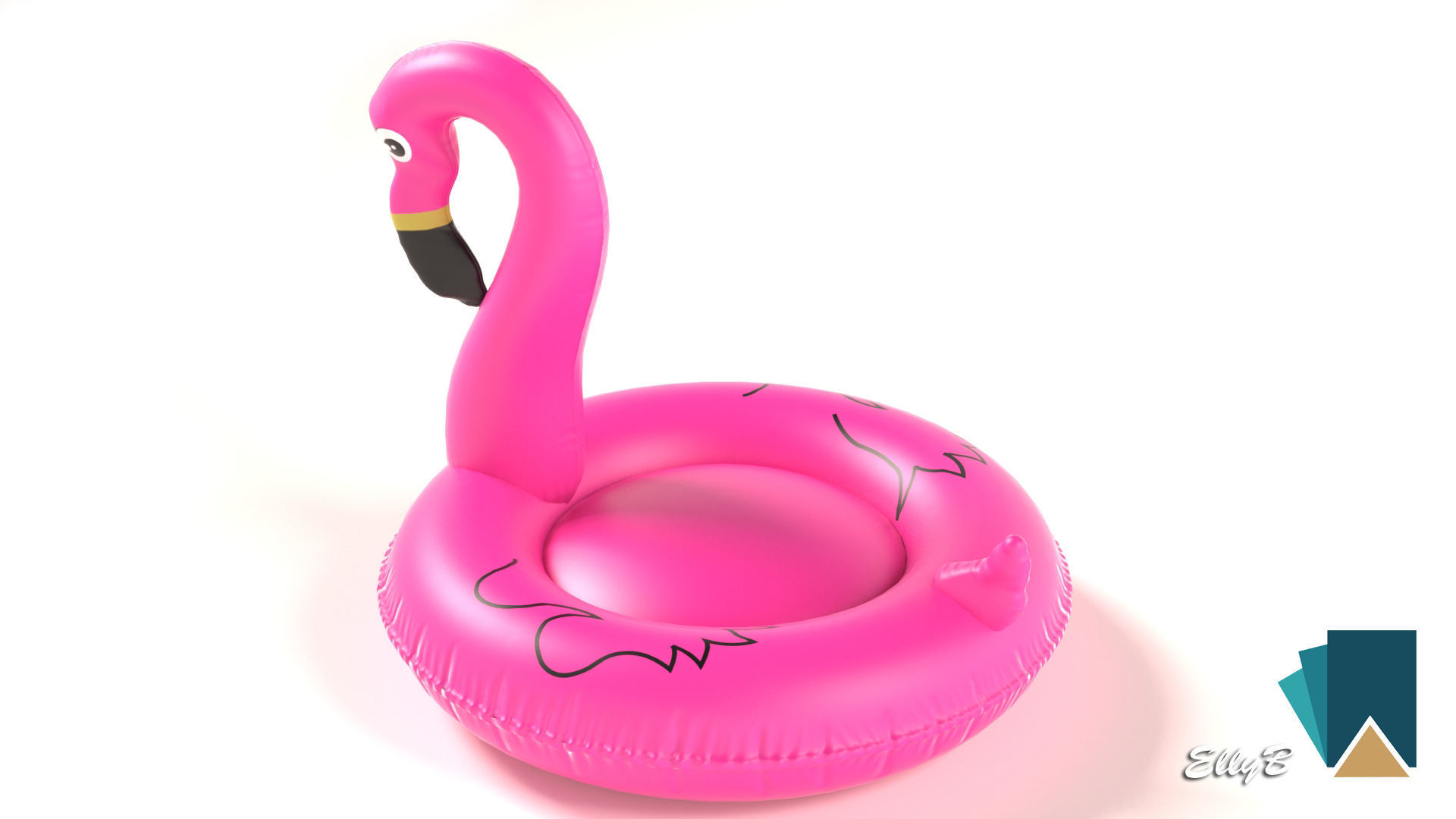 Pink Flamingo Low-poly 3D model_3