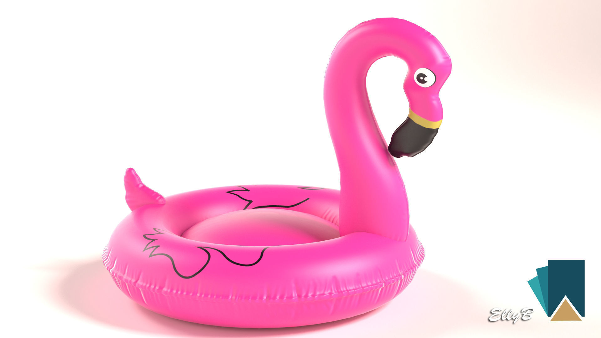 Pink Flamingo Low-poly 3D model_4