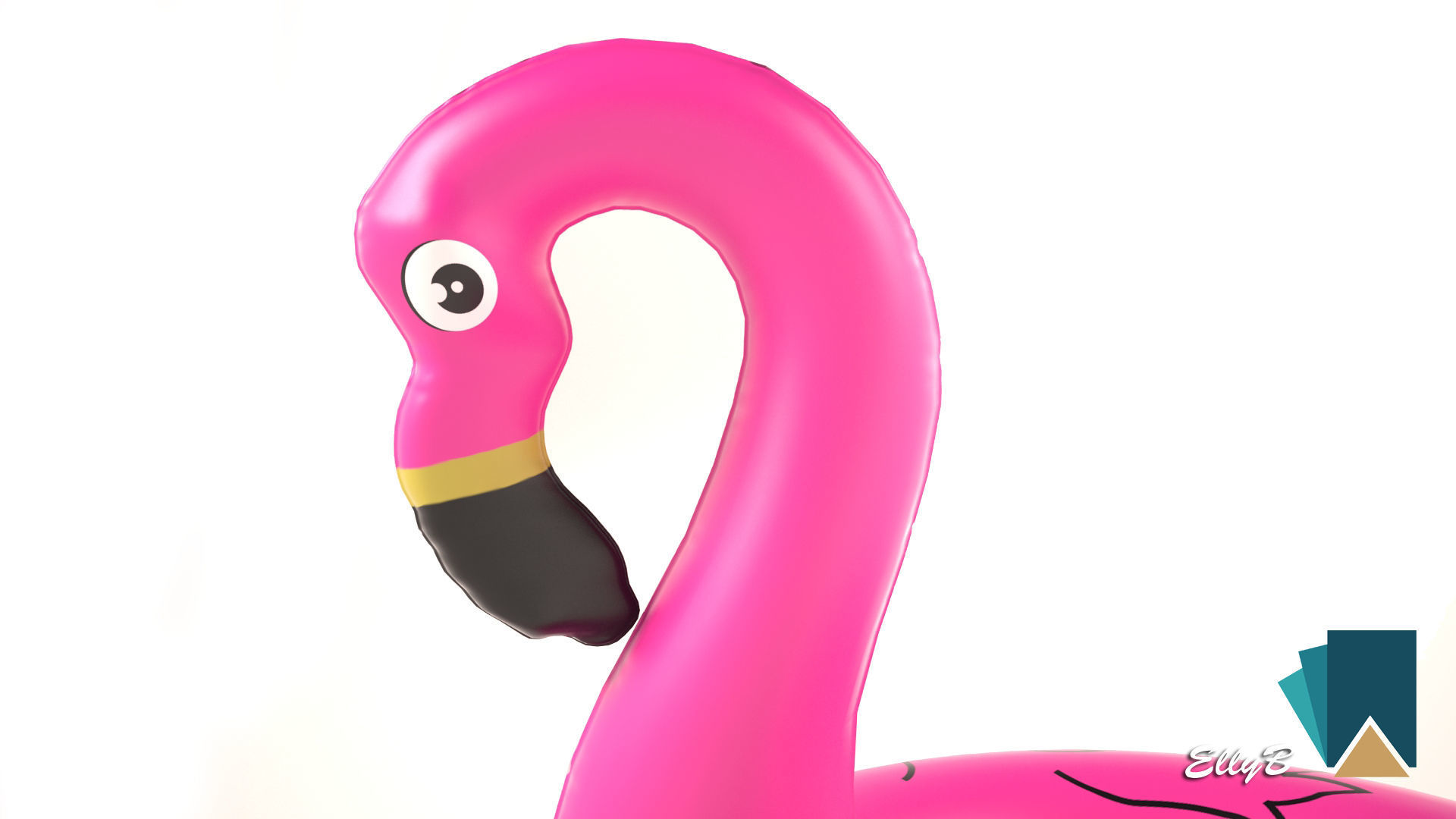 Pink Flamingo Low-poly 3D model_2