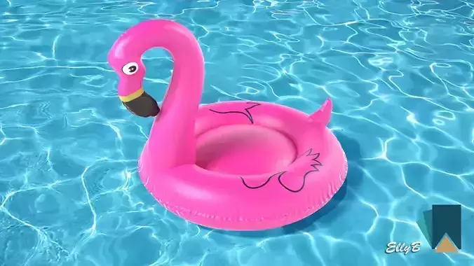 Pink Flamingo Low-poly 3D model