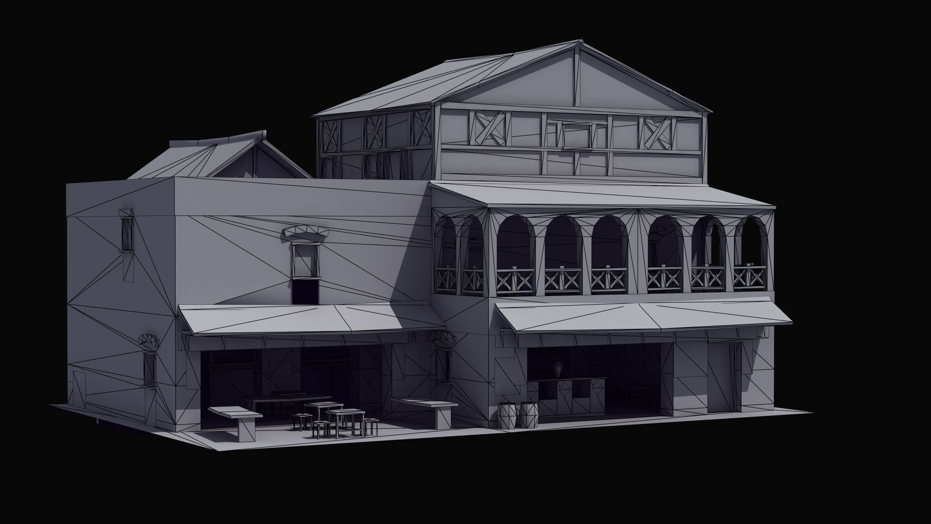 Roman Building Set 02 3D Model Collection_9