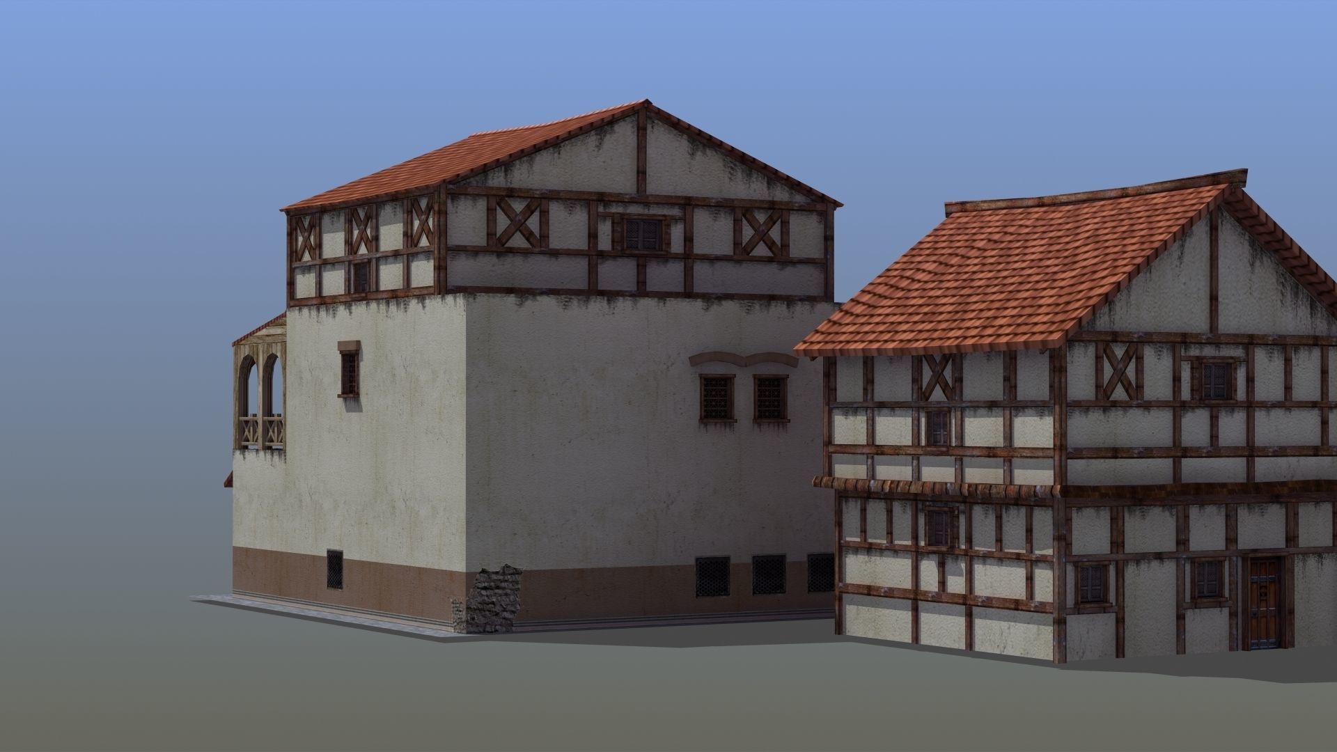 Roman Building Set 02 3D Model Collection_13