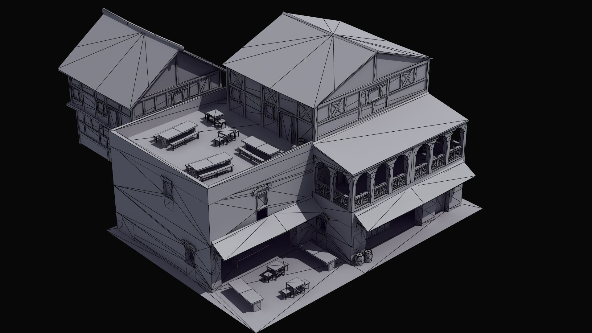 Roman Building Set 02 3D Model Collection_36