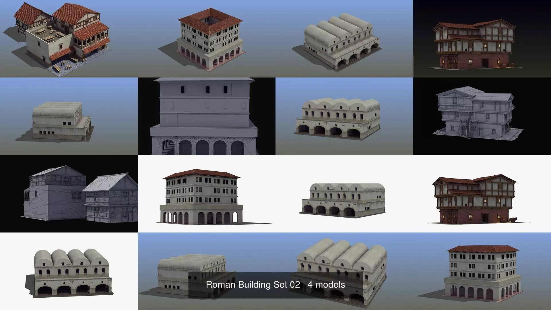 Roman Building Set 02 3D Model Collection_0