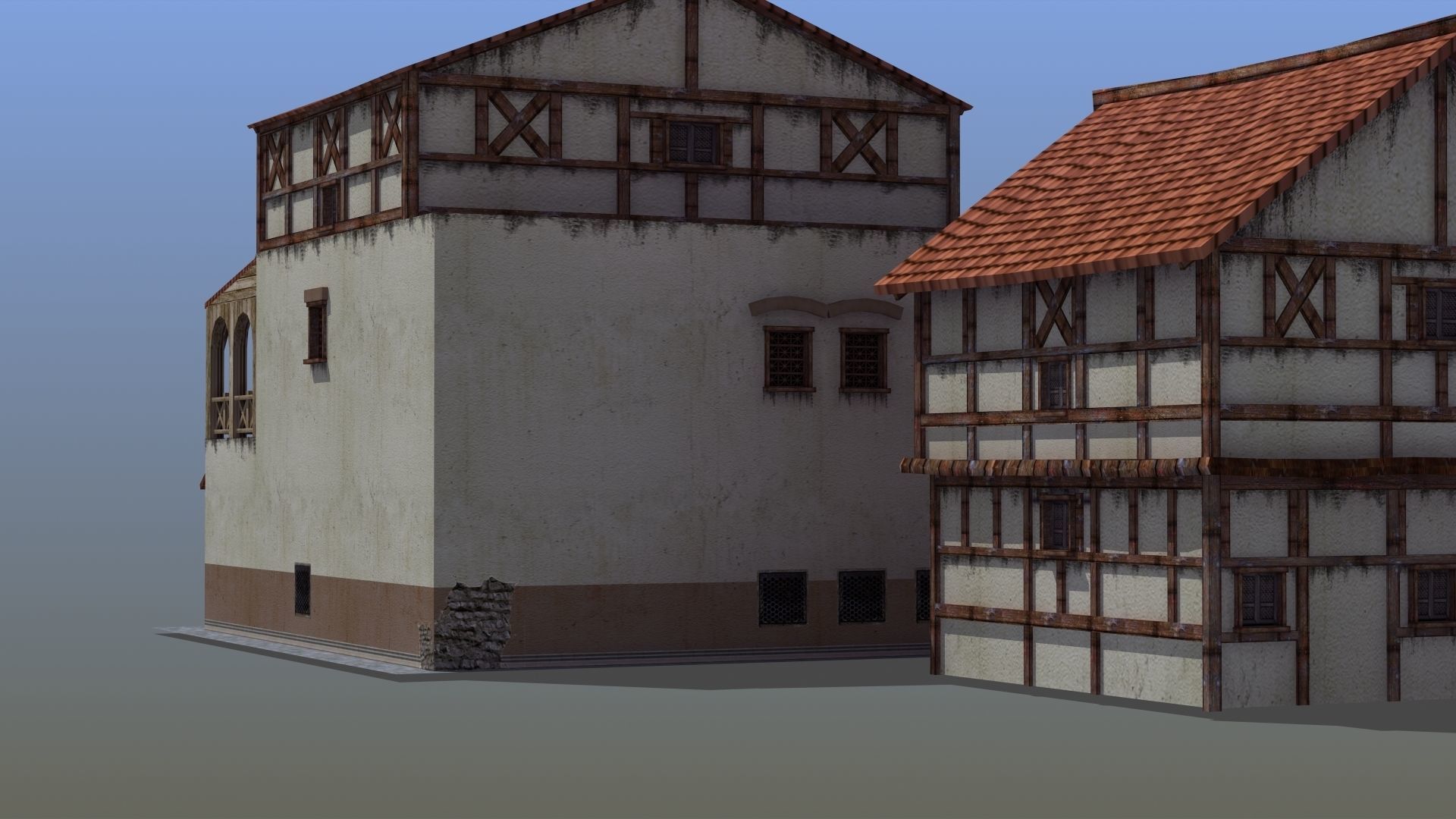 Roman Building Set 02 3D Model Collection_11