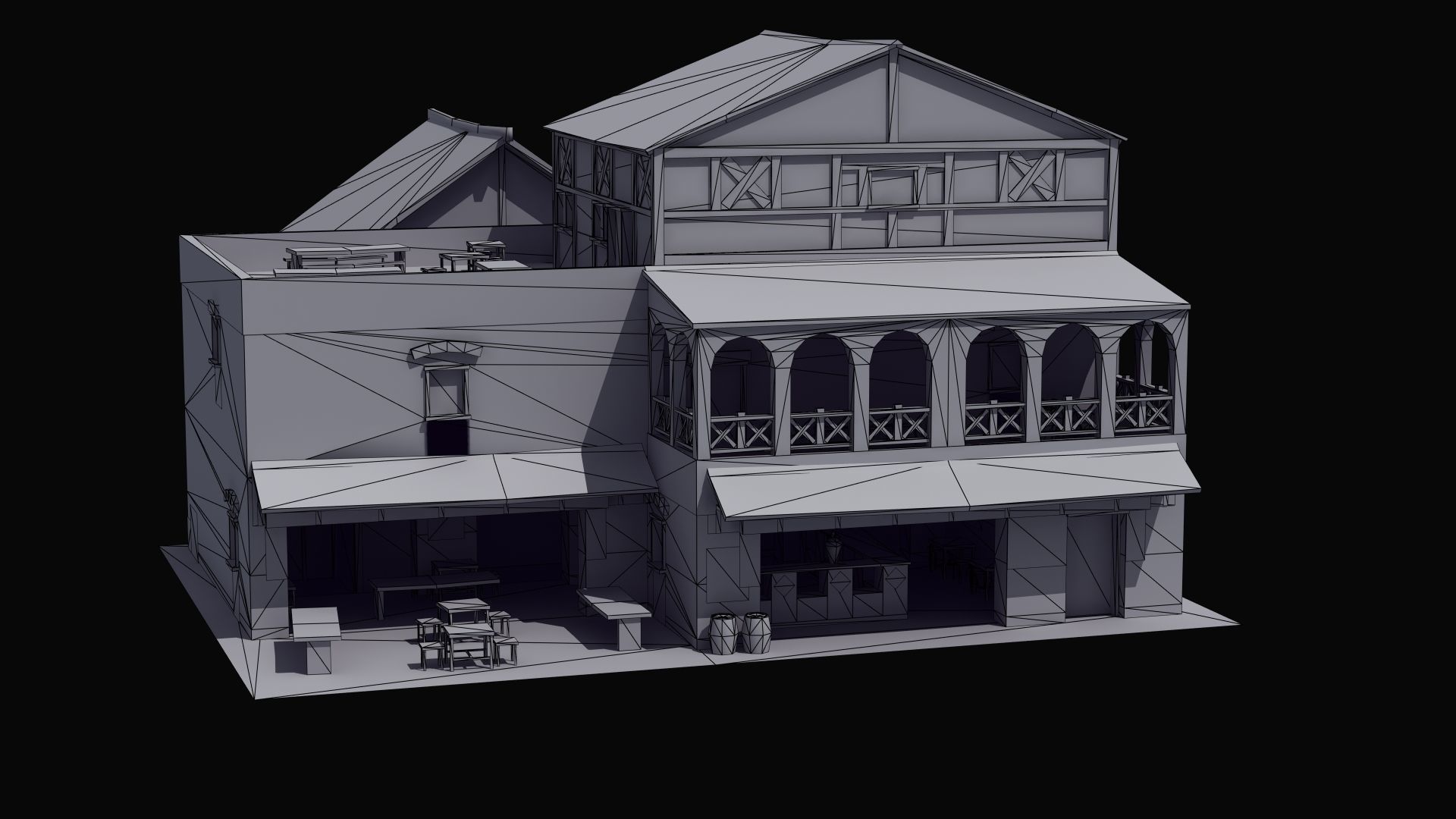 Roman Building Set 02 3D Model Collection_8