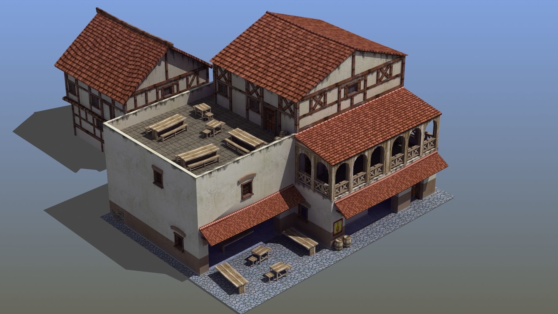Roman Building Set 02 3D Model Collection_12
