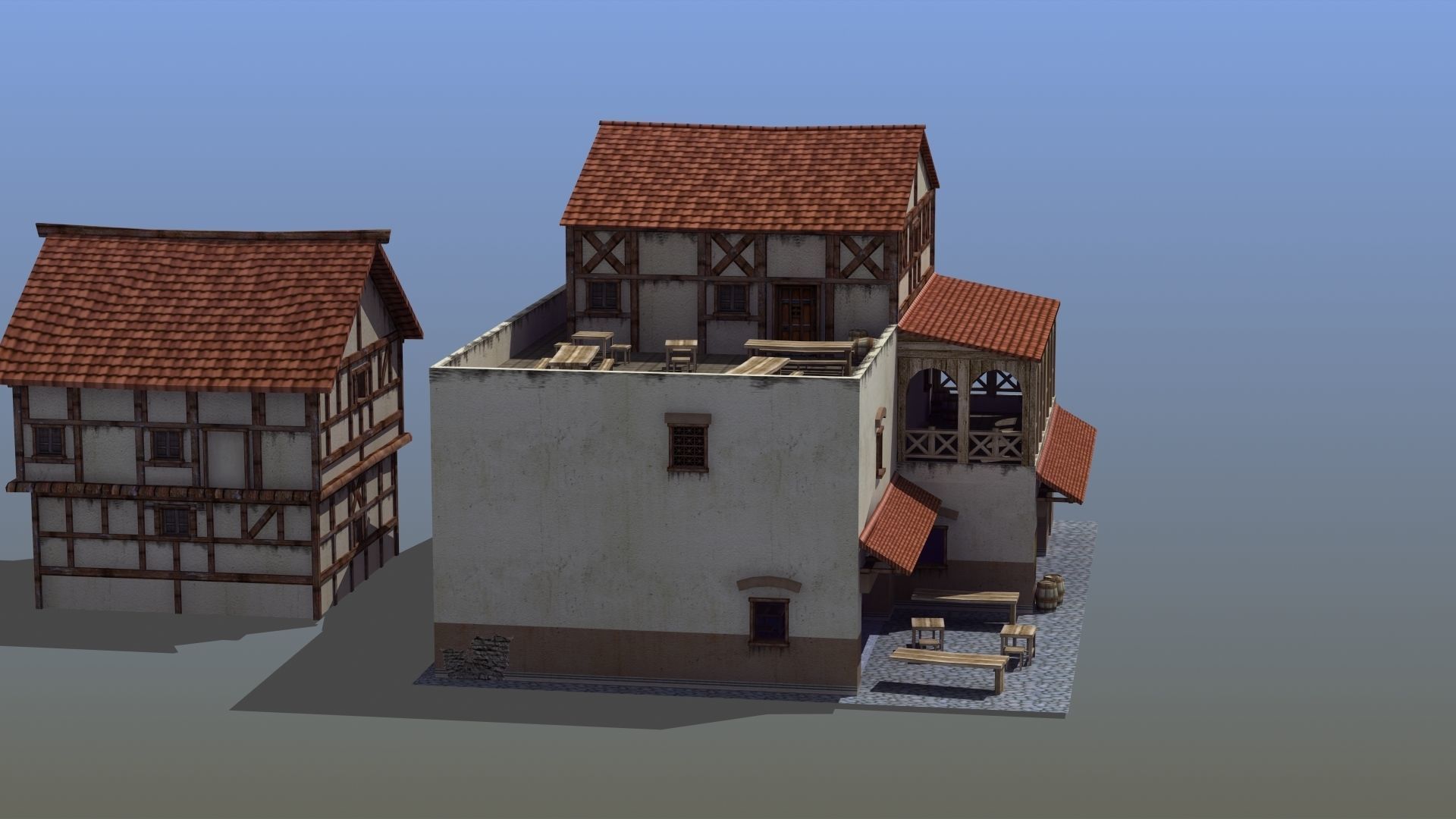Roman Building Set 02 3D Model Collection_29