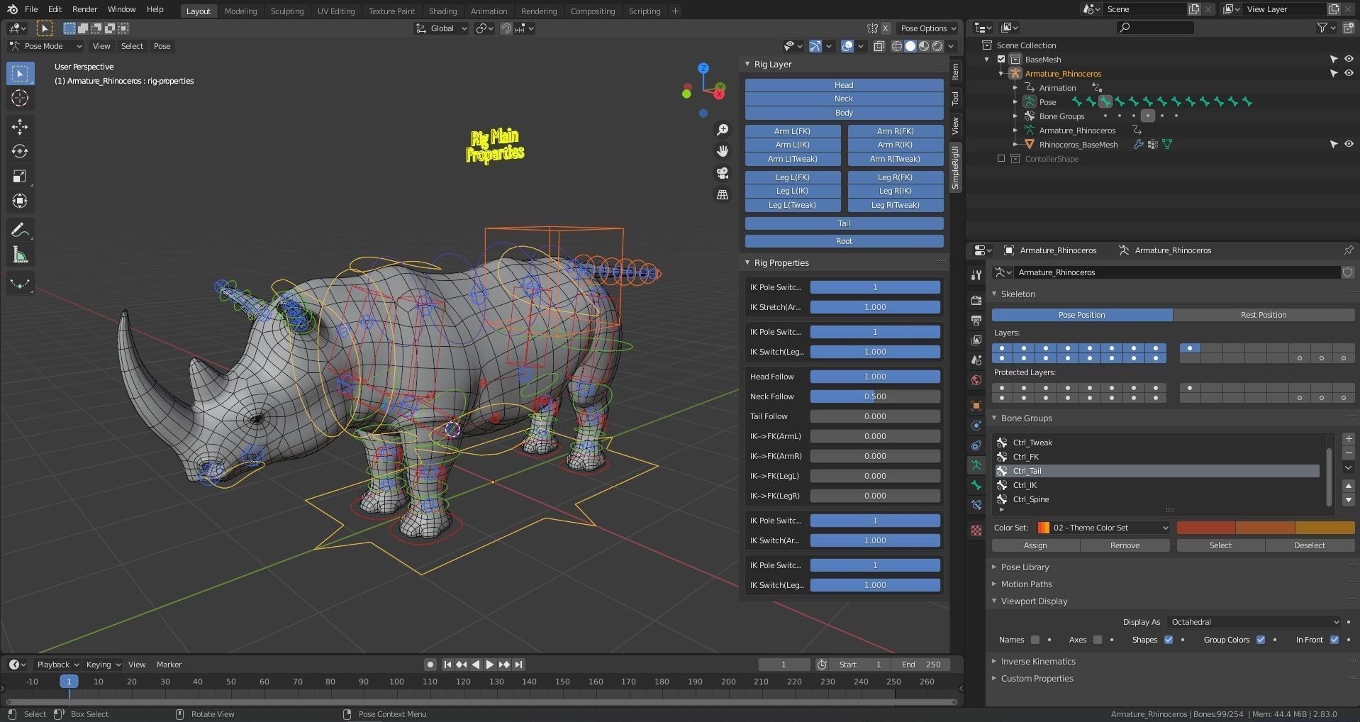 Rhinoceros Base Mesh Low-poly 3D model_6