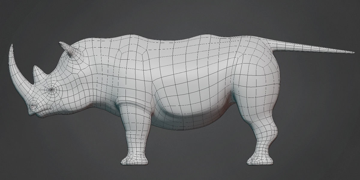 Rhinoceros Base Mesh Low-poly 3D model_3