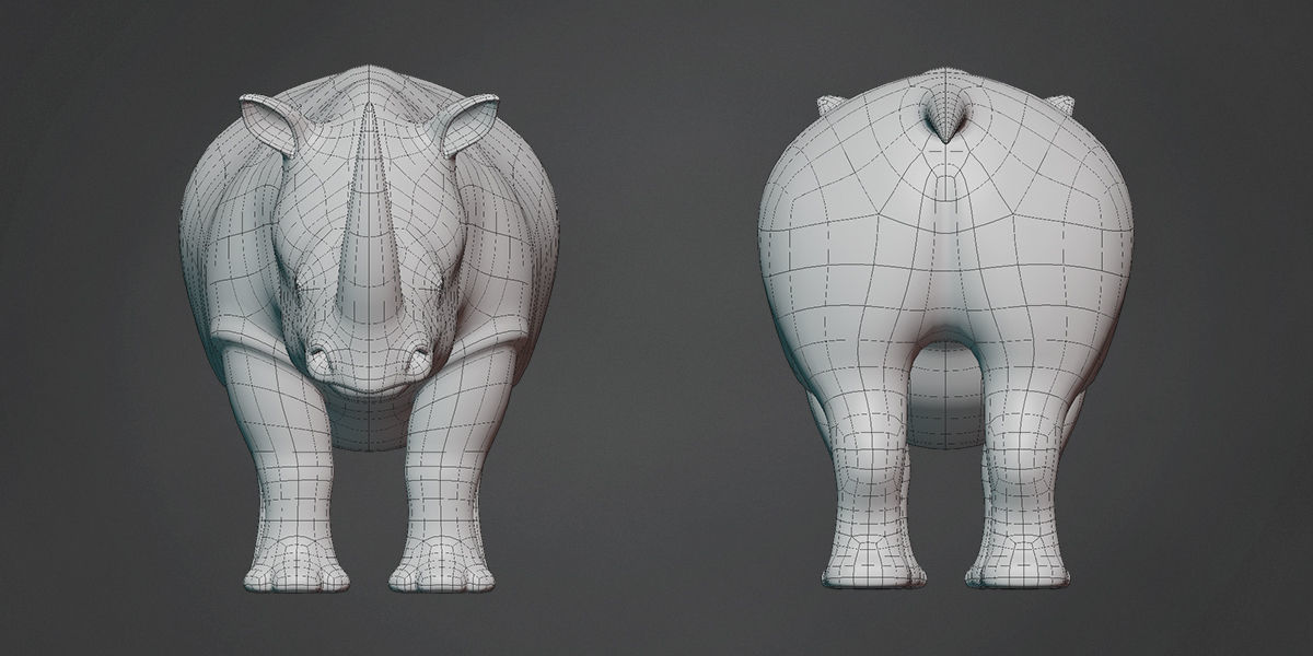 Rhinoceros Base Mesh Low-poly 3D model_2