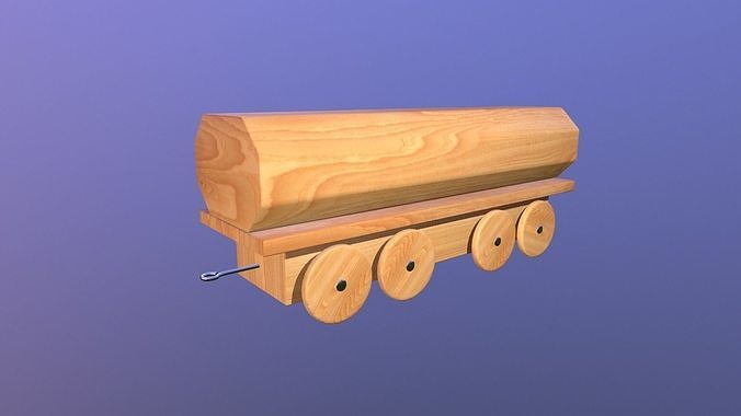 Wooden Toy Train - Tank Wagon Low-poly 3D model