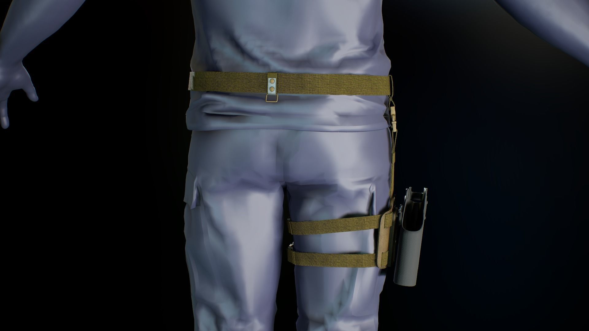 Tactical belt Low-poly 3D model_2