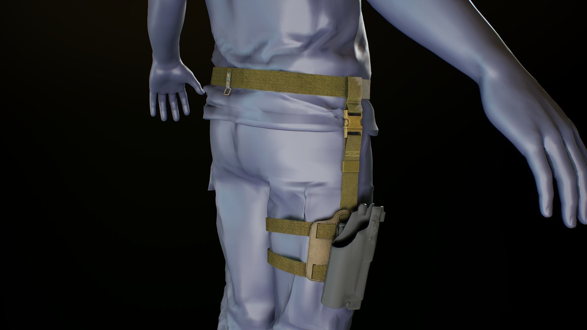 Tactical belt Low-poly 3D model_1