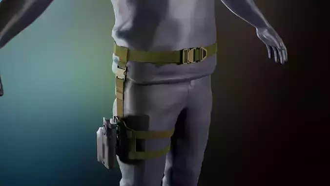 Tactical belt Low-poly 3D model