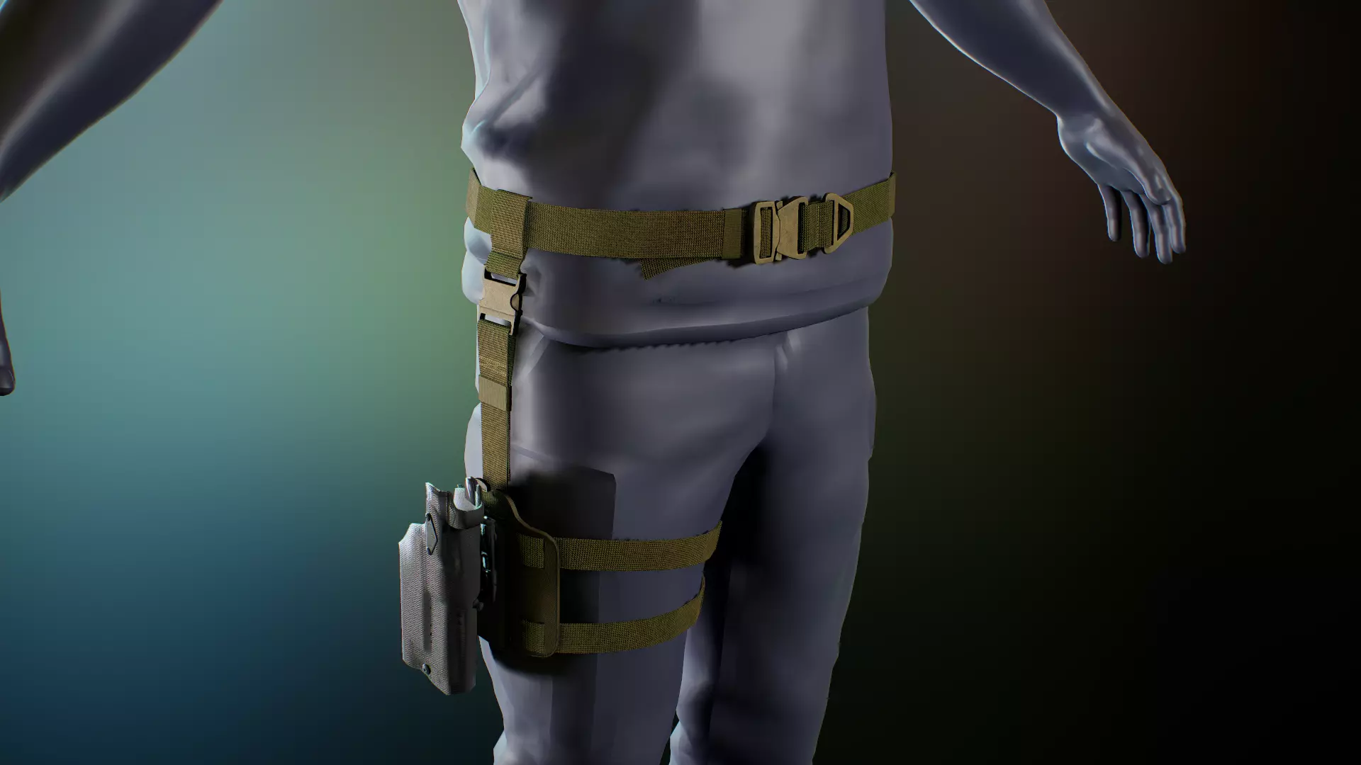Tactical belt Low-poly 3D model_0