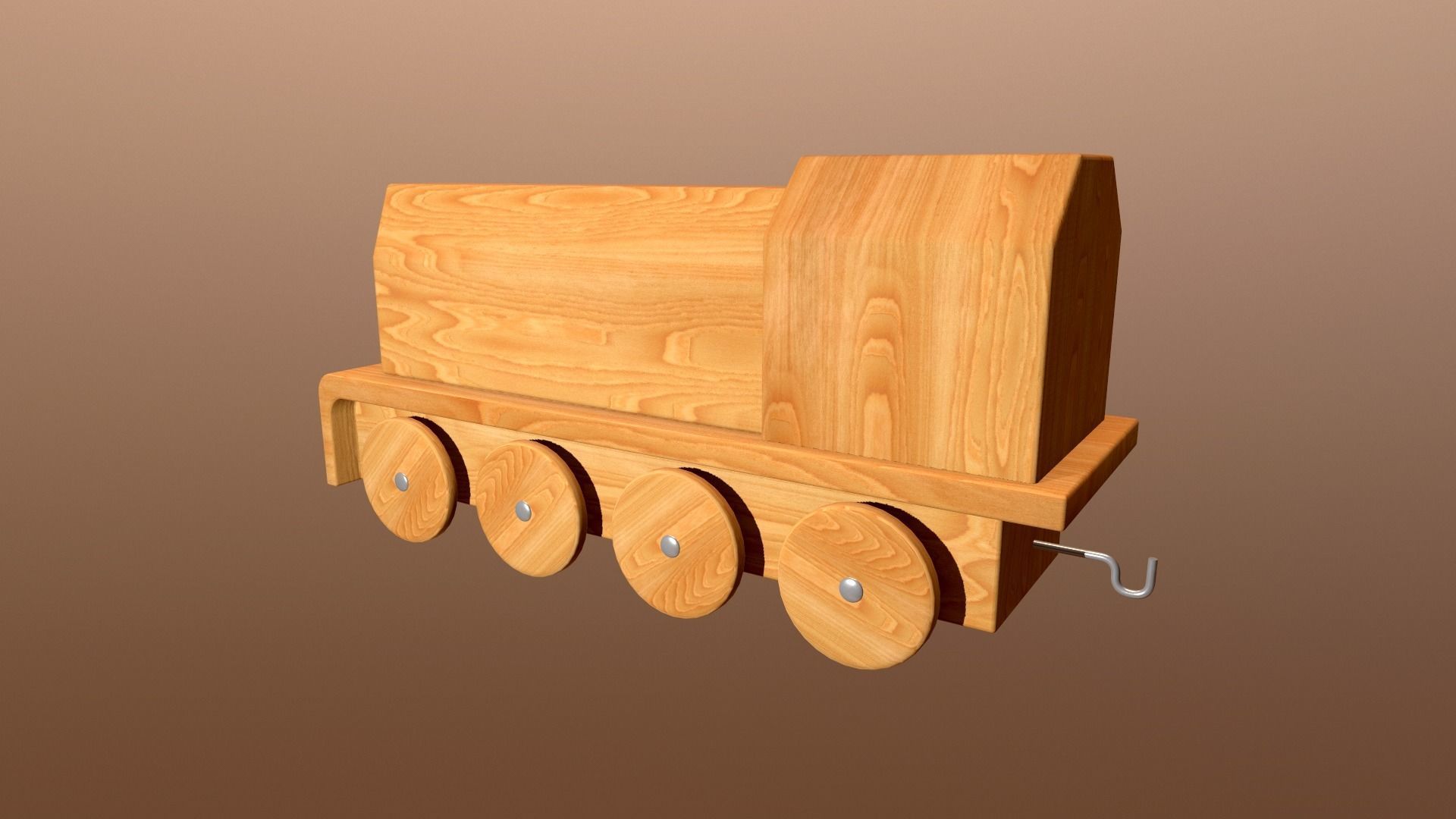 Wooden Toy Train - Engine 002 Low-poly 3D model_5