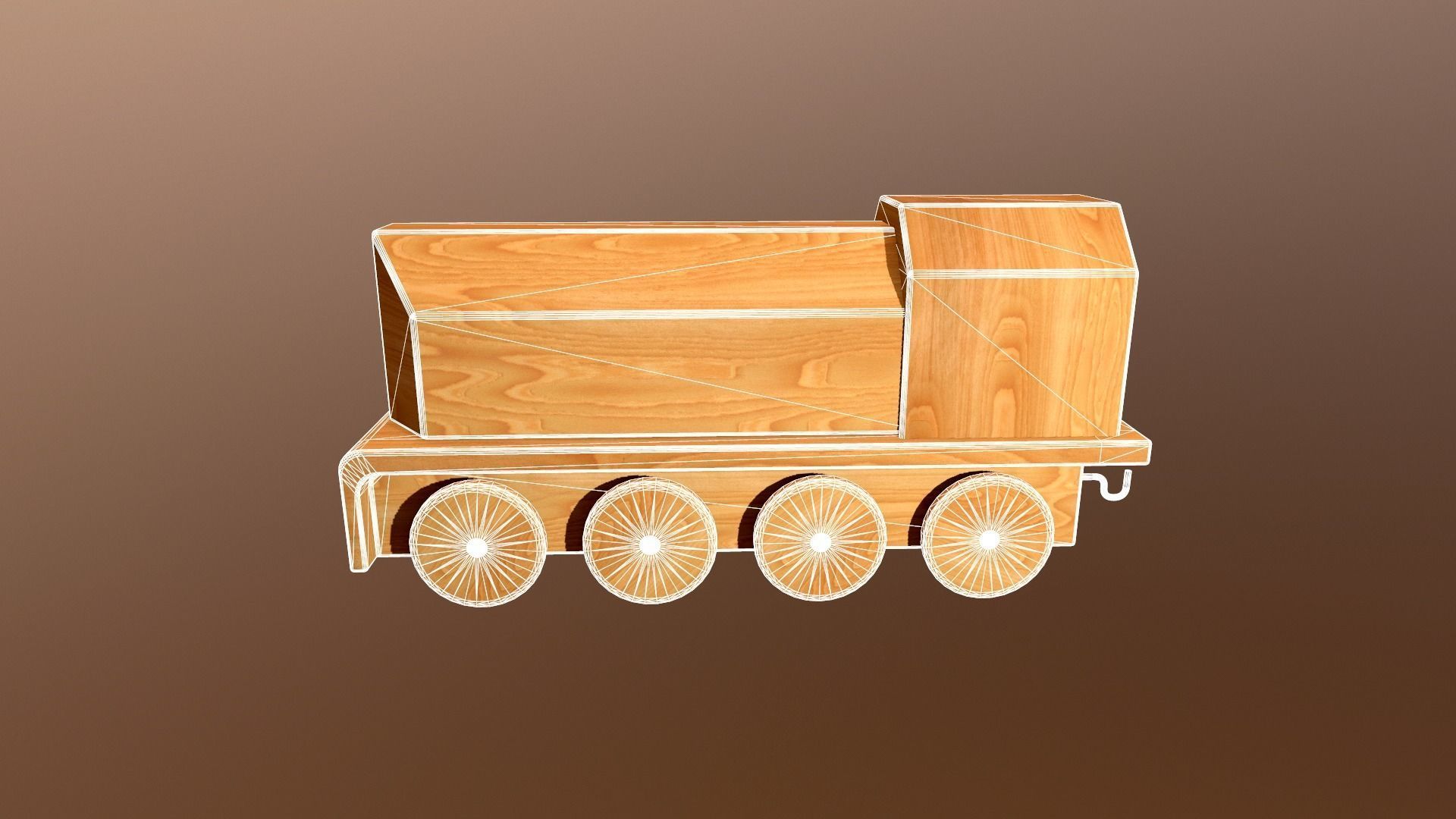 Wooden Toy Train - Engine 002 Low-poly 3D model_4