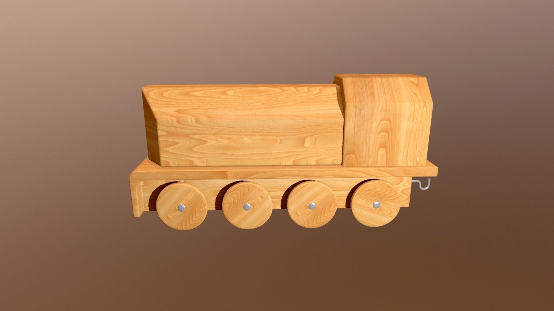 Wooden Toy Train - Engine 002 Low-poly 3D model_3