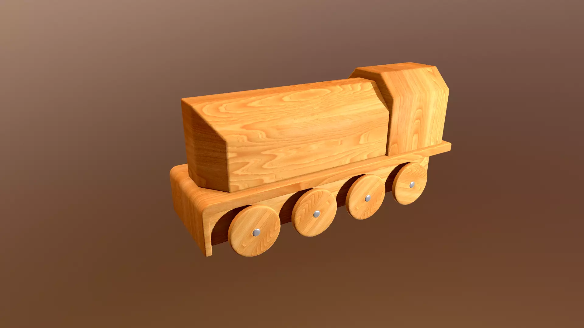 Wooden Toy Train - Engine 002 Low-poly 3D model_0