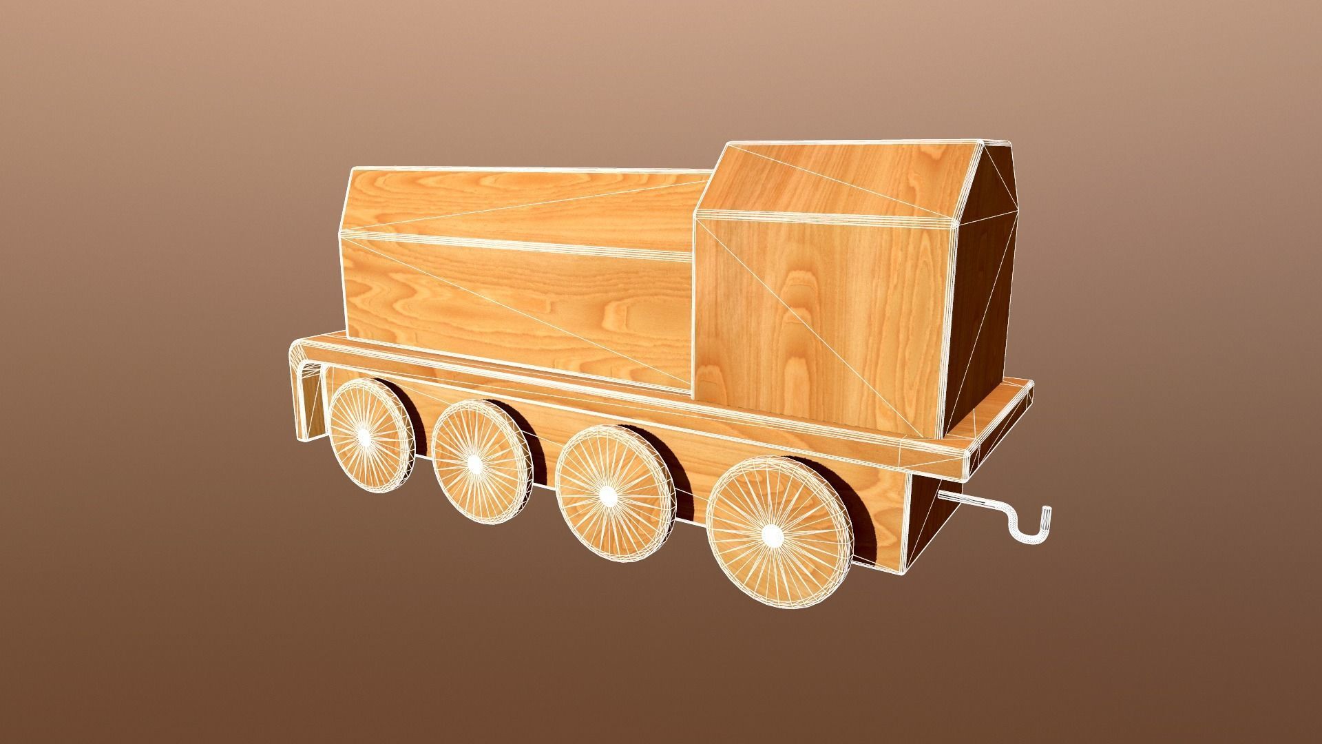 Wooden Toy Train - Engine 002 Low-poly 3D model_6