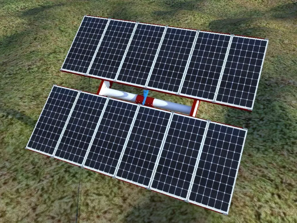 Solar panels on grassy field Low-poly 3D model