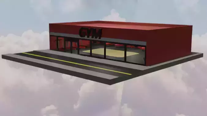 Low Poly Gym building in sky