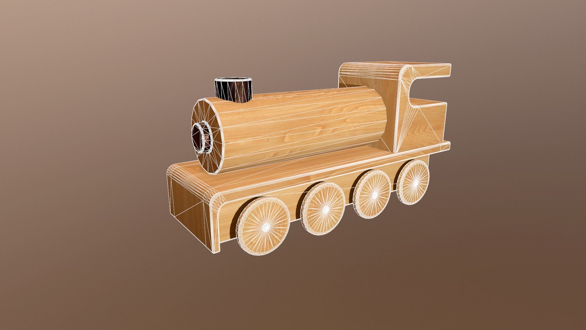 Wooden Toy Train - Engine 003 Low-poly 3D model_2