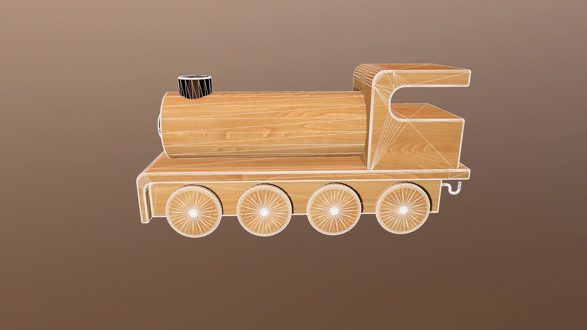 Wooden Toy Train - Engine 003 Low-poly 3D model_4