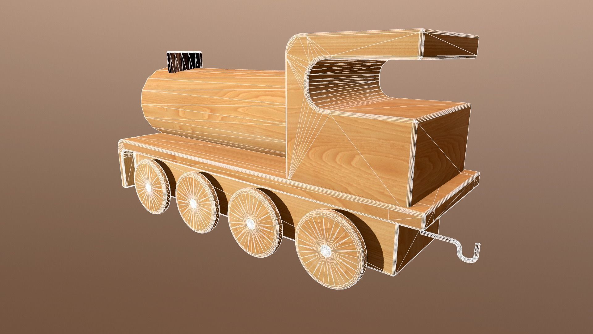 Wooden Toy Train - Engine 003 Low-poly 3D model_6