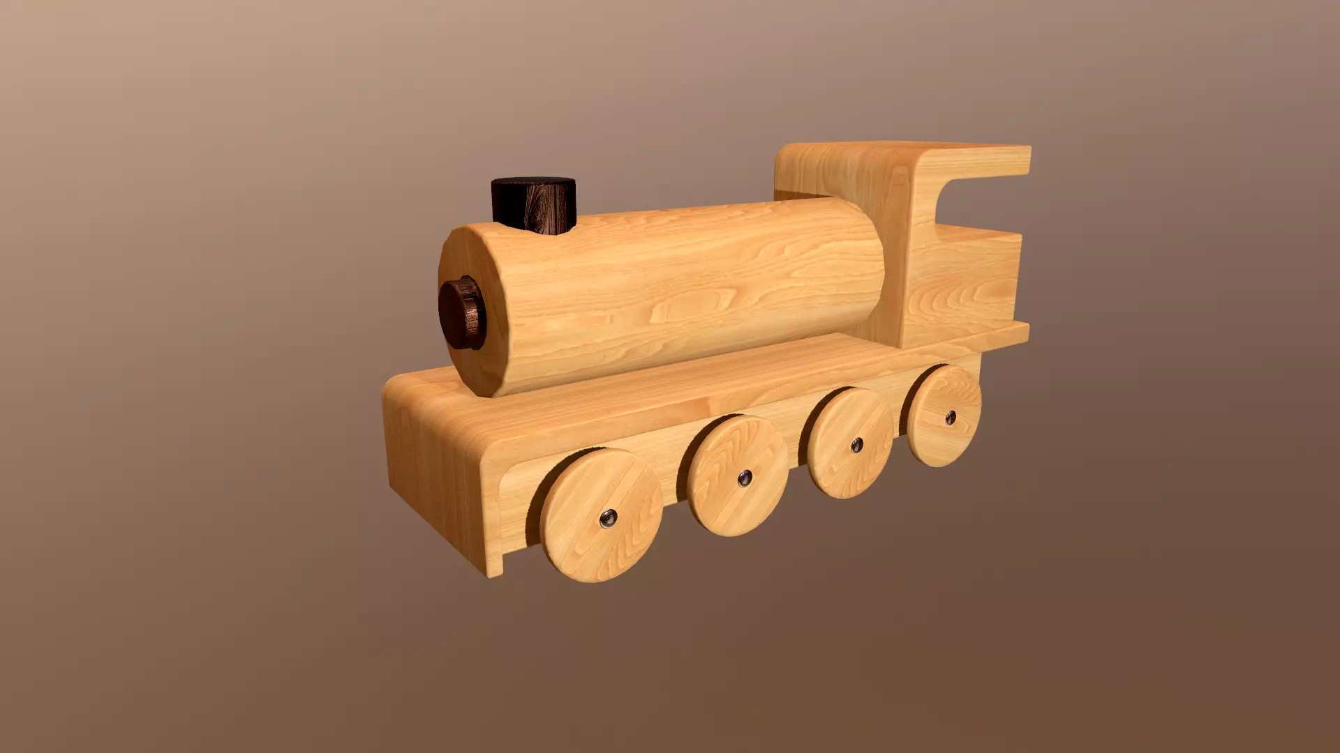 Wooden Toy Train - Engine 003 Low-poly 3D model_0