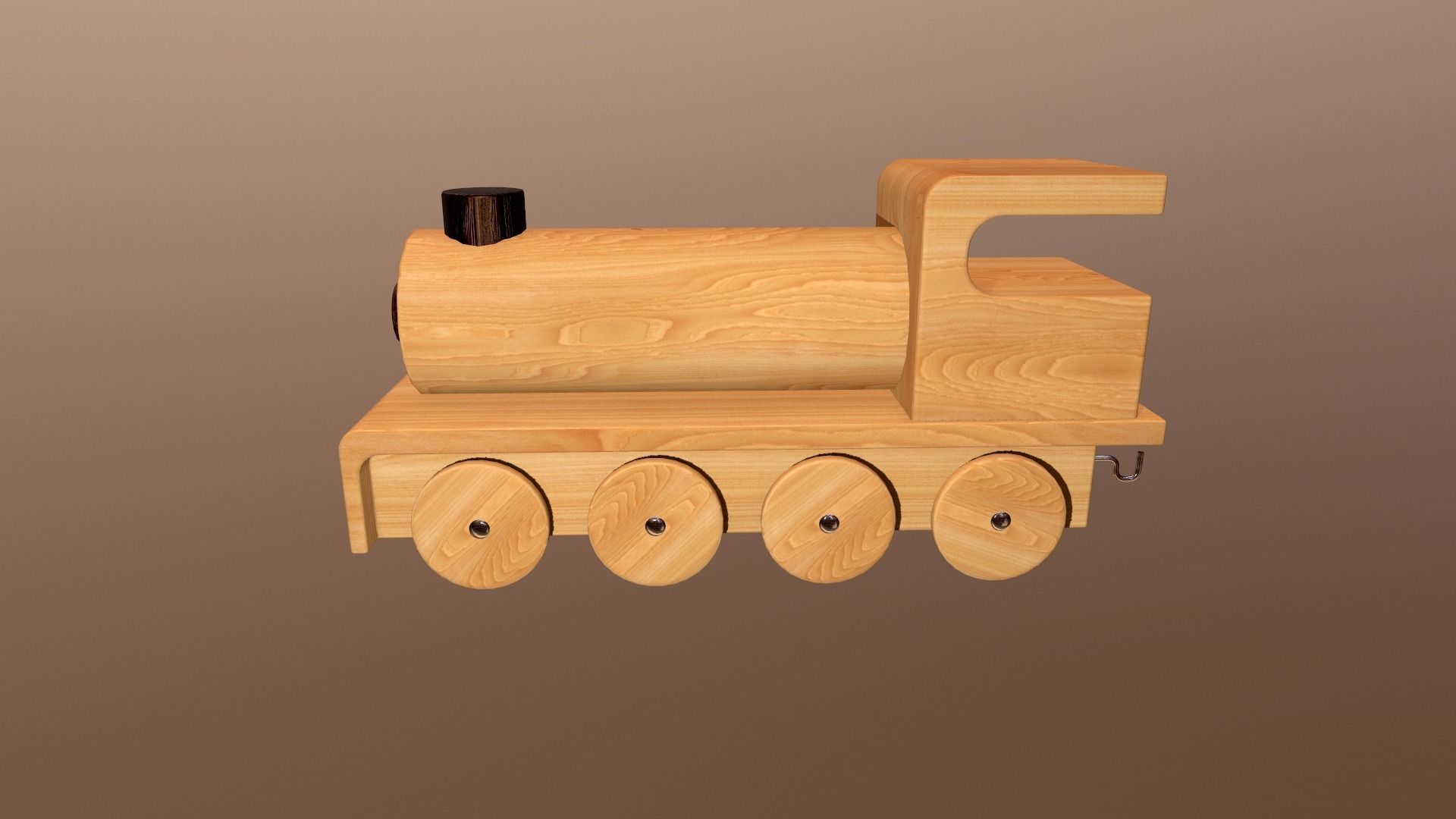 Wooden Toy Train - Engine 003 Low-poly 3D model_3