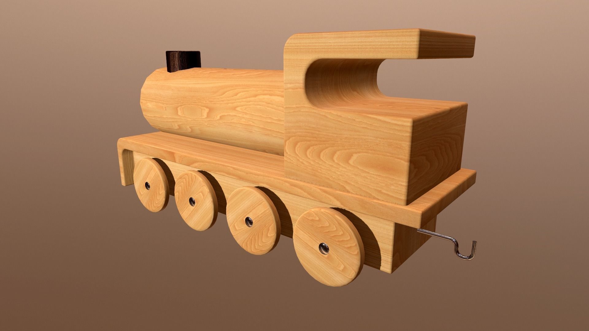 Wooden Toy Train - Engine 003 Low-poly 3D model_5