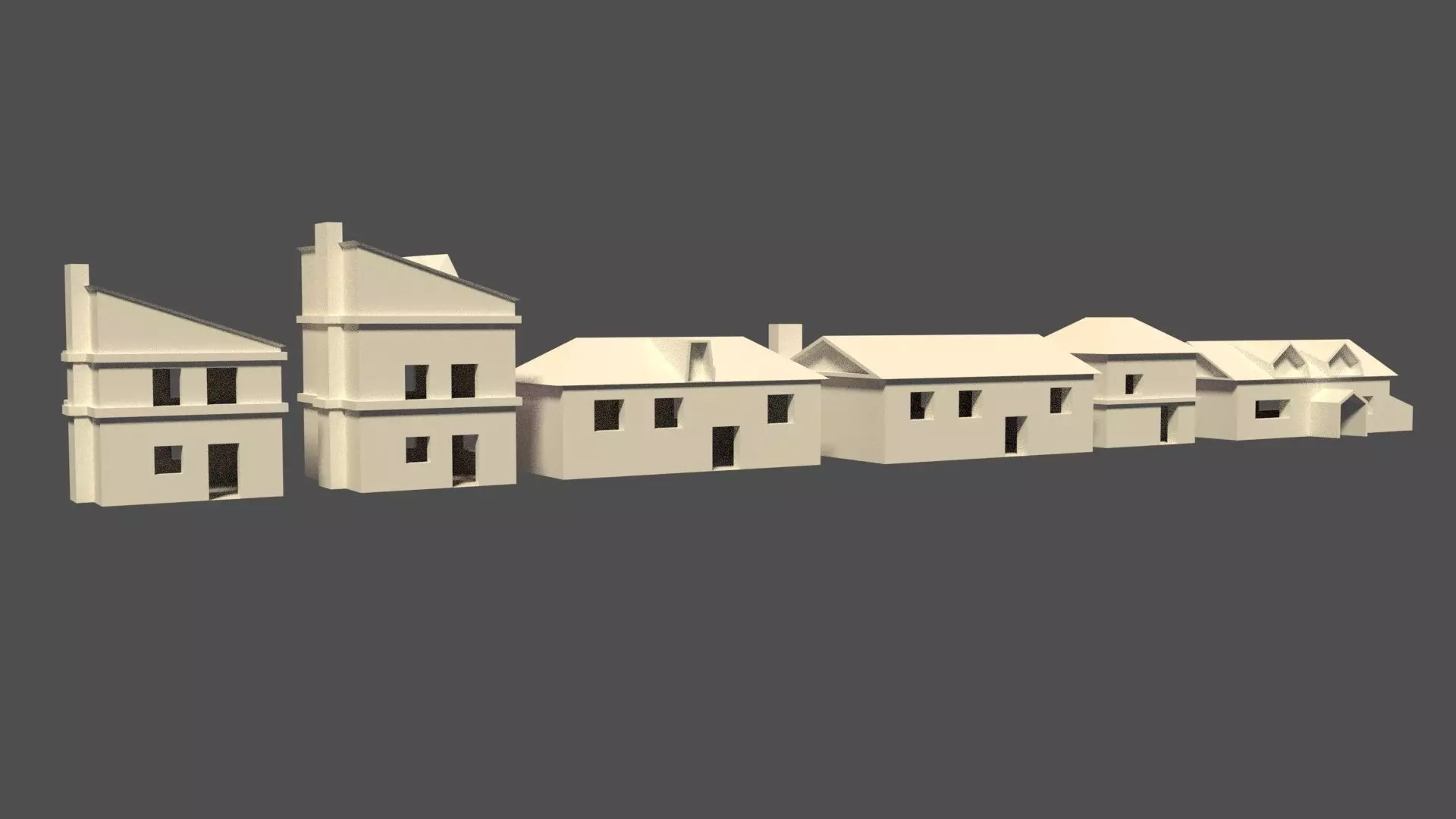 Low Poly Medieval Houses Low-poly 3D model_0