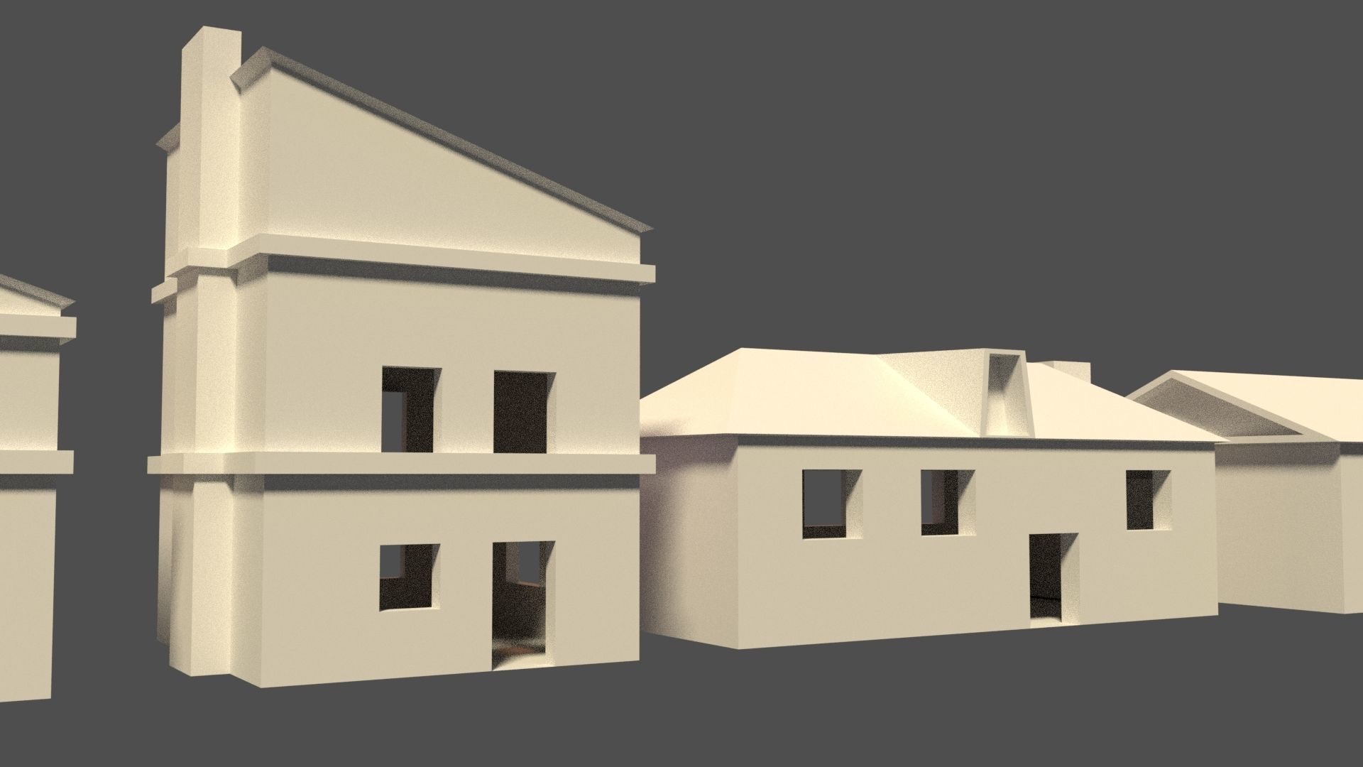 Low Poly Medieval Houses Low-poly 3D model_2