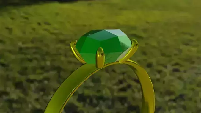 Golden ring with emerald